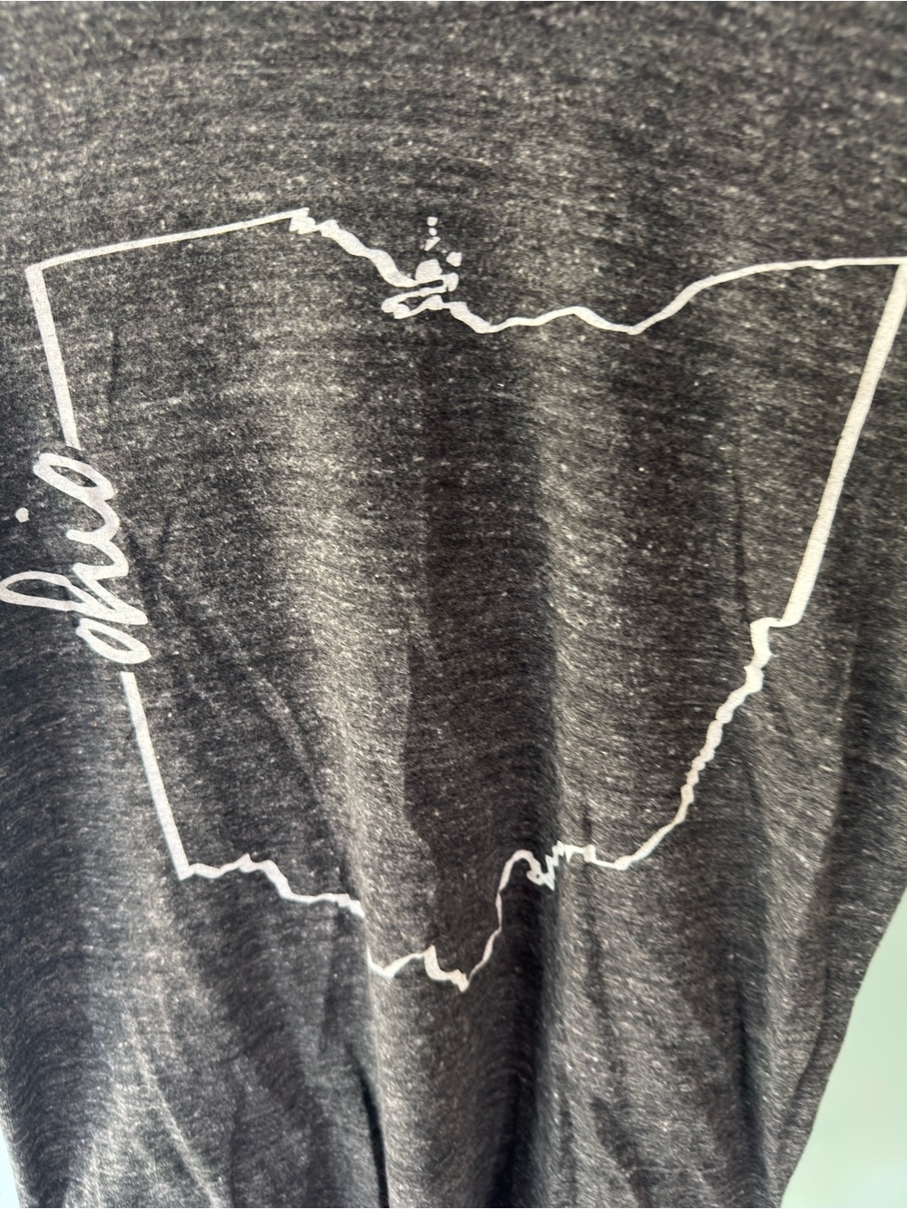 State of Mine Women's Ohio Outline Tee - Charcoal with White Graphic - Picture 3 of 9